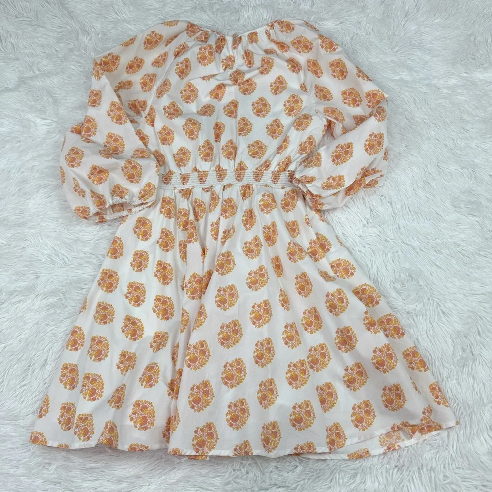 J‎ Crew Smocked-waist mini dress in gathered floral block print 3/4 sleeve